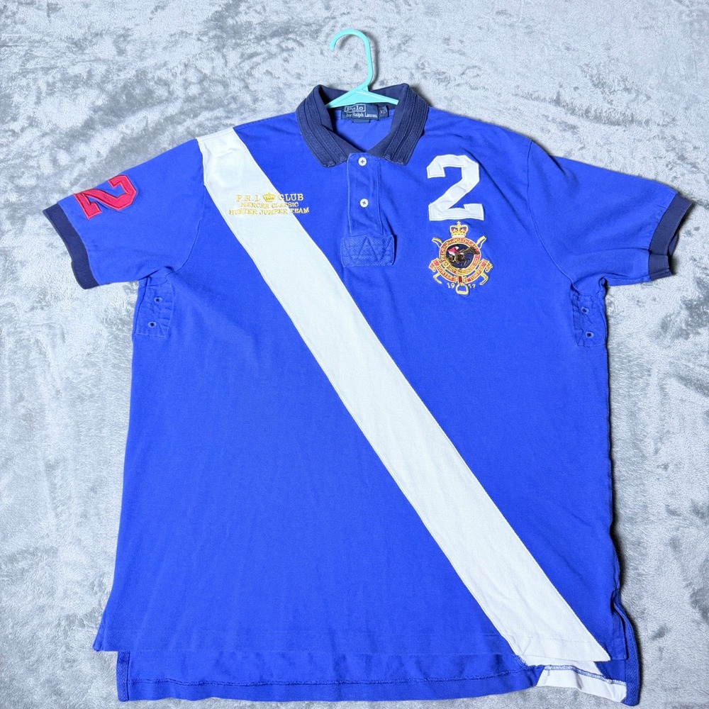 Polo Ralph Lauren XL Mercer Classic Hunter Jumper Team Sash Big Logo 2 Shirt